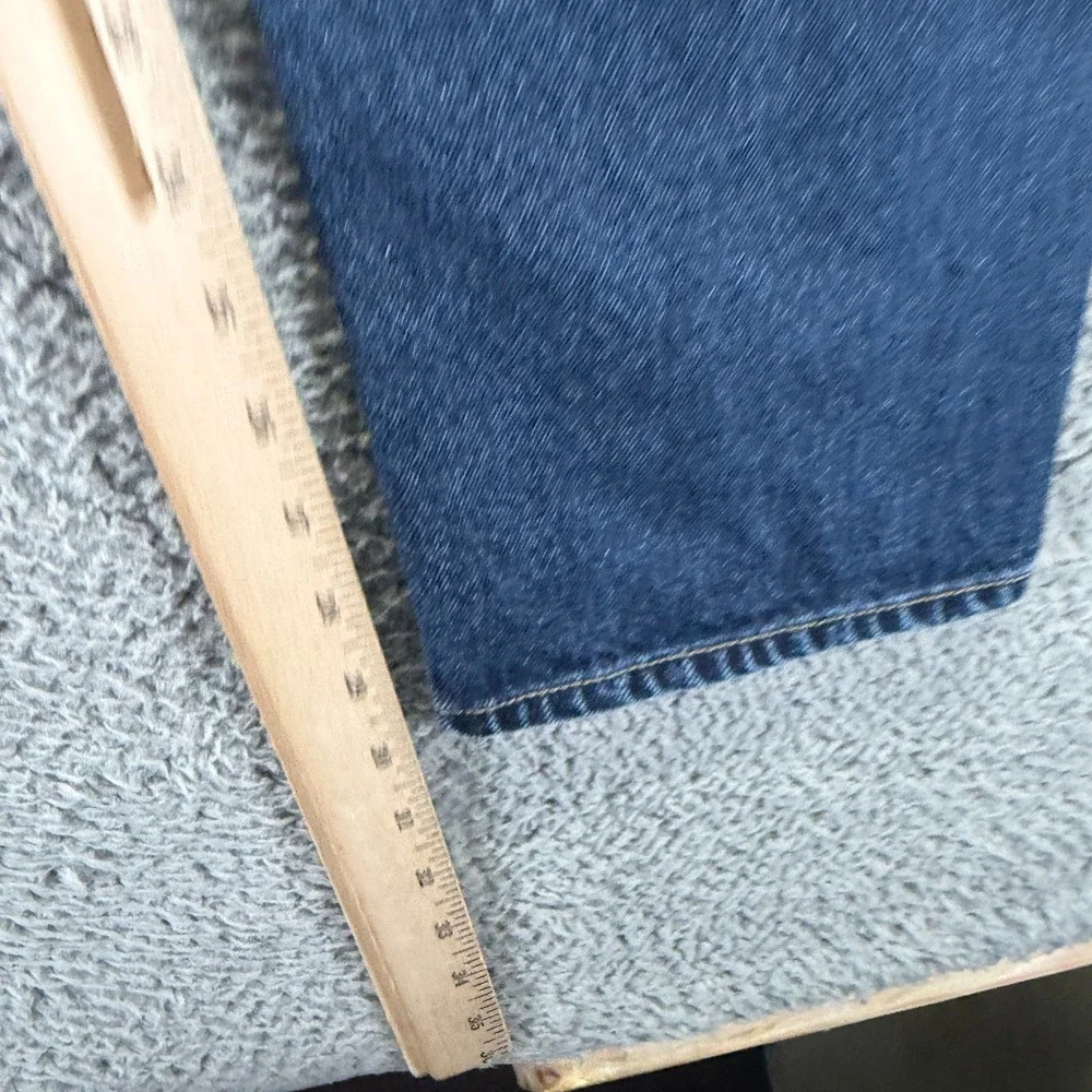 H&M &Denim Jeans Mens 33x32 Blue Cotton Tapered Slim Workwear Button-Fly Faded